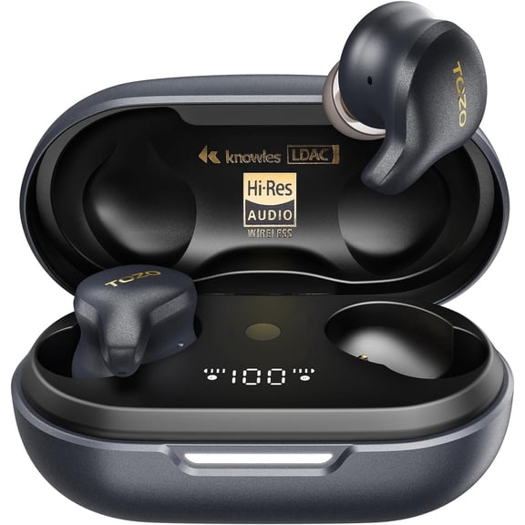 TOZO X1 Hybrid ANC ENC Noise Cancelling Earbuds, JAS Hi-Res Certified, OrigX Pro LDAC HD Audio, Balanced Armature Hybrid Dynamic Driver, APP-32EQ, Wireless Charging, Support HSP HFP A2DP AVRCP, Black