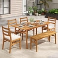 thumbnail image 5 of QHTER Outdoor Acacia Wood Dining Bench, 48” Wooden Bench Patio Furniture for Entryway Garden Poolside Balcony, 800 LBS (1), 5 of 9
