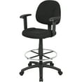 thumbnail image 4 of Boss Office Contoured Comfort Rolling Fabric Drafting Stool with Arms in Black, 4 of 8