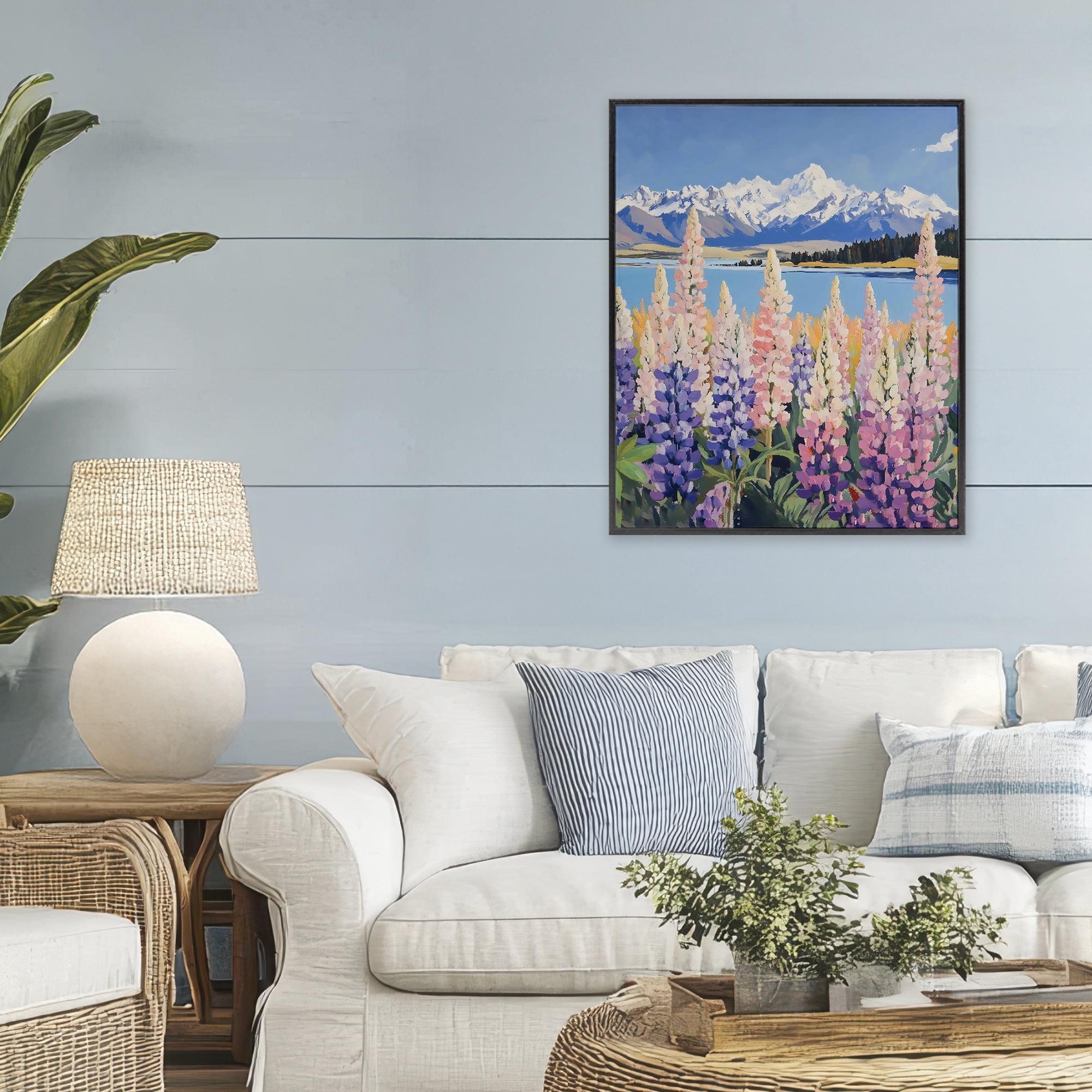 Stupell Industries Mountains & Wildflowers by Lake Black Framed Giclee Art, design by The Prints Vibe