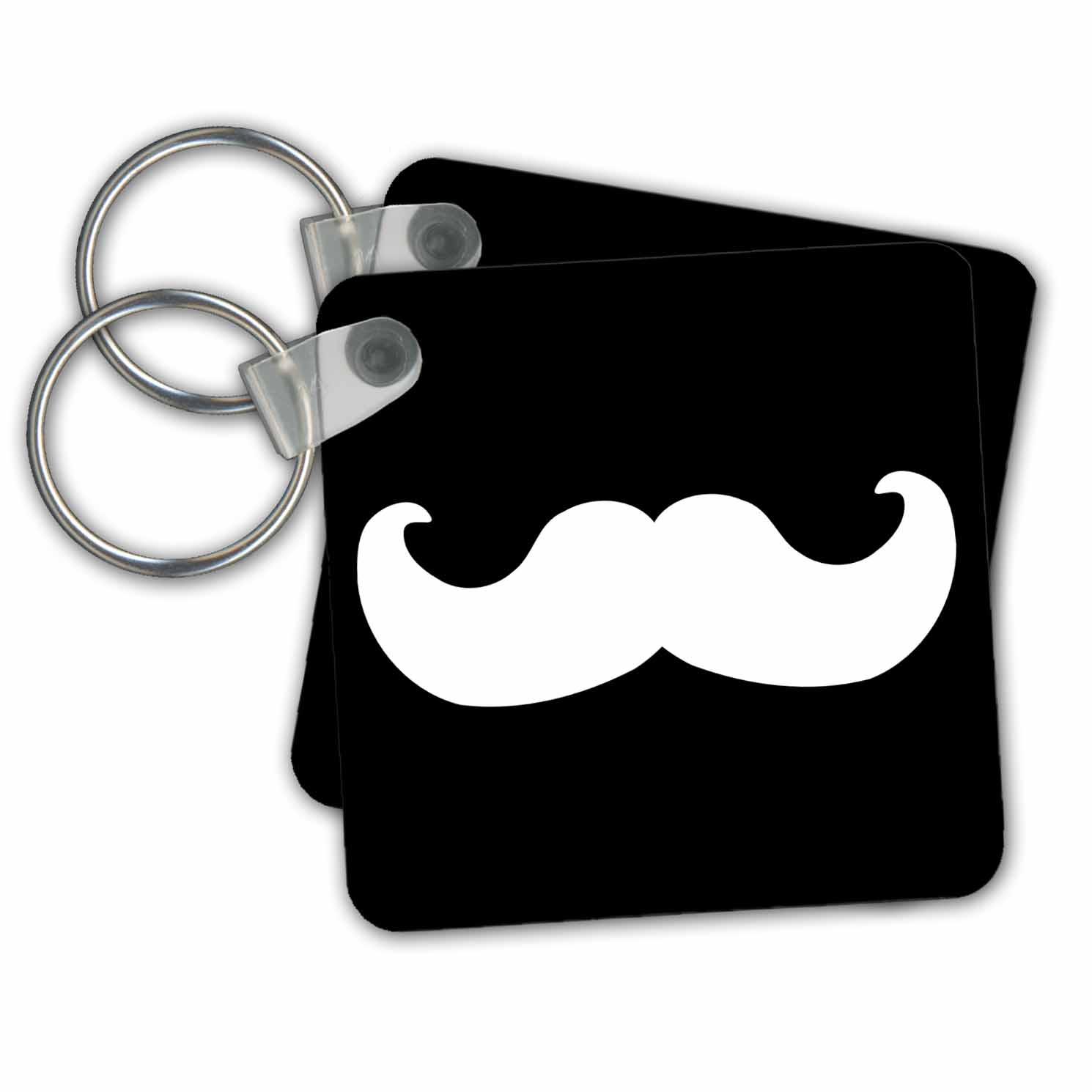3dRose White mustache on black Ironic hipster moustache Humorous