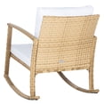 thumbnail image 6 of Safavieh Daire Pat Collection Adult Contemporary Solid Print Wicker And Steel Outdoor Patio Nursing Weather-Resistant Rocking Chairs with Removable Cushions, Natural/White (Set of 1), 6 of 11