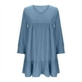 thumbnail image 6 of Women's Casual V Neck Long Sleeve Dress Elegant Solid Color Flowy Spring Summer Daily Outfit Comfortable Loose Fit Outdoor Wear, 6 of 6