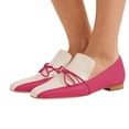 thumbnail image 2 of YDN Women Comfortable Bowknot Round Closed Toe Flats Loafers Slip on Stacked Low Heel Pumps Casual Office Lady Shoes Size 9 Fuchsia, 2 of 5