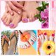 thumbnail image 5 of Uñas postizas cuadradas para pies, uñas postizas cortas para playa para mujeres y niñas con taladro decorativo 1083, 5 of 6