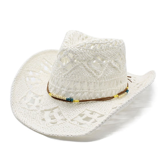 Afdoent Cowboy Hat For Women Summer Western Cowboy Hat Shapeable Straw Hat Hollowed Out Sun Hat Classic
