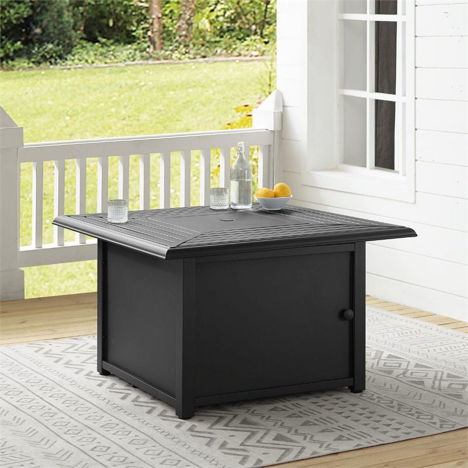 Crosley Furniture Dante Outdoor Propane Fire Pit Table With Lid for Outside Patio Backyard Deck, 50,000 BTU