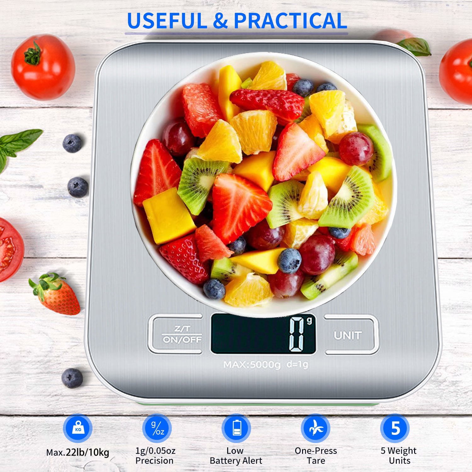 Upgraded Large Size Food Scale for Food Ounces and Grams, YONCON Kitchen  Scales Digital Weight for Cooking, Baking, 10kg by 1g High Accurate Gram