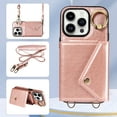 thumbnail image 3 of ELEHOLD for iPhone XS Max Crossbody Wallet Case with Card Slots Pockets Magnetic Button Rotating Ring Holder Stand Shoulder Strap Case for Women Girls for iPhone XS Max,rosegold, 3 of 9