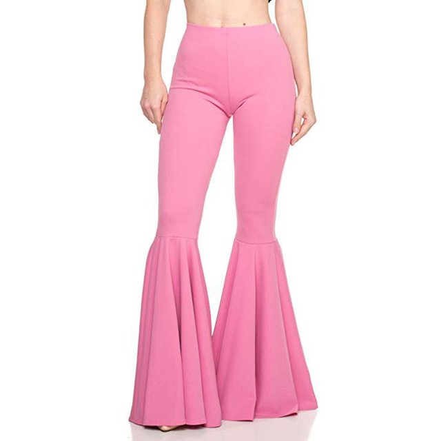 Txlixc Pantalones de campana sexy femenina, pantalones de moda retro sin fisuras de color sólido y cintura alta Txlixc moda
