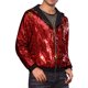 thumbnail image 4 of Chaqueta de lentejuelas INSPIRE CHIC para hombres, con mangas largas, cierre de cremallera y capucha de lentejuelas reversibles brillantes M Rojo, 4 of 5