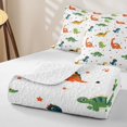 thumbnail image 4 of Homewish Cute Dinosaur Quilt King,Colorful Polka Pots King Coverlet Set,White,3pcs, 4 of 7