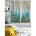 thumbnail image 4 of Teal Yellow Oil Painting Semi Sheer Curtains 63 Inch Length 2 Panels Set, Contemporary Abstract Art Sheer Kitchen Curtain Privacy Voile Window Curtain for Living Room Bedroom Rod Pocket Drapes, 4 of 7