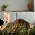 thumbnail image 3 of Japanese Soft Flannel Fleece Throw Blanket, Peaceful Garden Twilight Reflections in Water Red Bridge on Pond Sunset, Cozy Plush for Indoor and Outdoor Use, 50" x 70", Green Yellow, by Ambesonne, 3 of 5