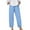 Light Blue, variant on Women's Casual Pants Solid Color Loose Comfort Linen Drawstring Elastic Waist Pocket Straight Leg Trousers for Everyday Wear