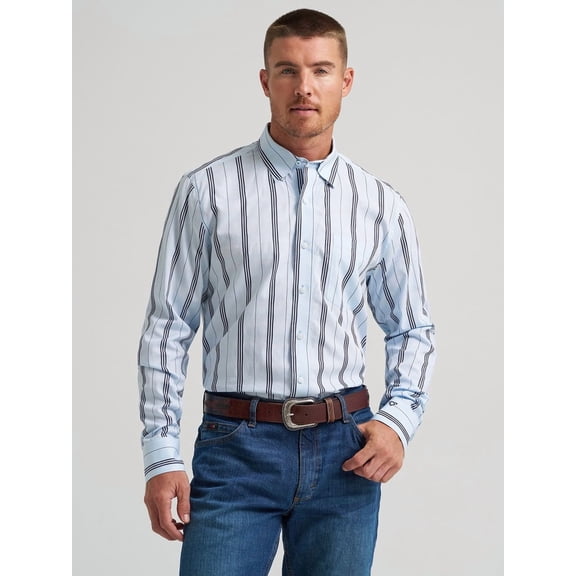 Wrangler Cody Johnson Blue Striped - Mens Shirt - 112378978