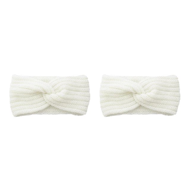 sweethay Diadema de invierno para mujer, Protector de cabeza de ganchillo a prueba de viento, orejeras, accesorios de peinado de estilo Simple Blanco 2Conjunto