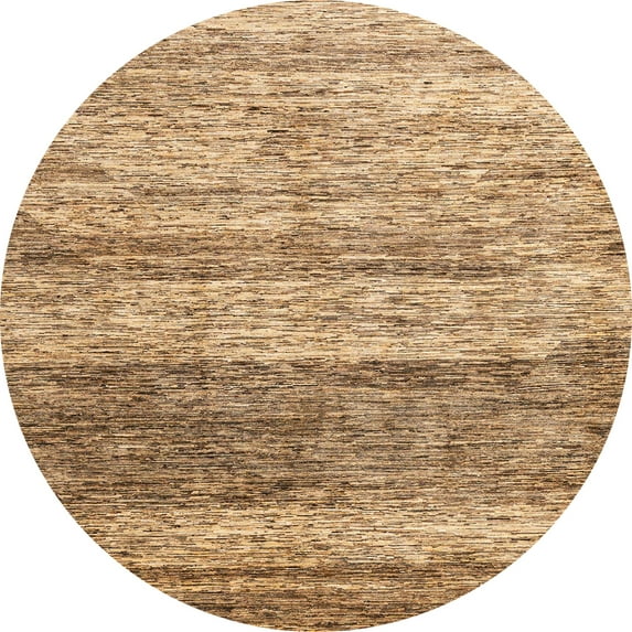 Ahgly Company Indoor Round Abstract Light Brown Oriental Area Rugs, 8' Round