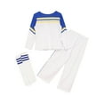 thumbnail image 2 of iiniim Kids Cheerleading Outfits Star Printed Tops with Shorts and Socks 3Pcs Cheer Leader Uniform Type B Blue 140, 2 of 7