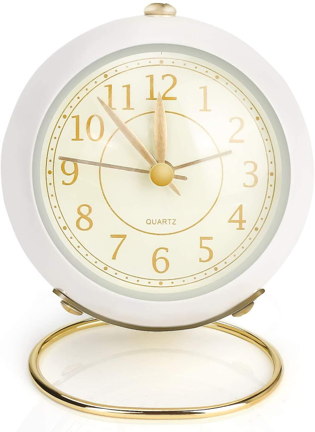 4 Inch Analog Alarm Clock, Small Quiet Desk Clock Classic Retro Alarm