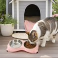 thumbnail image 5 of Stainless Steel Pet Bowl, Tilted Anti-Slip Feeding Station for Cats & Dogs, Easy to Clean & Helps Prevent Dark Chin (Pink, 600ml), 5 of 6