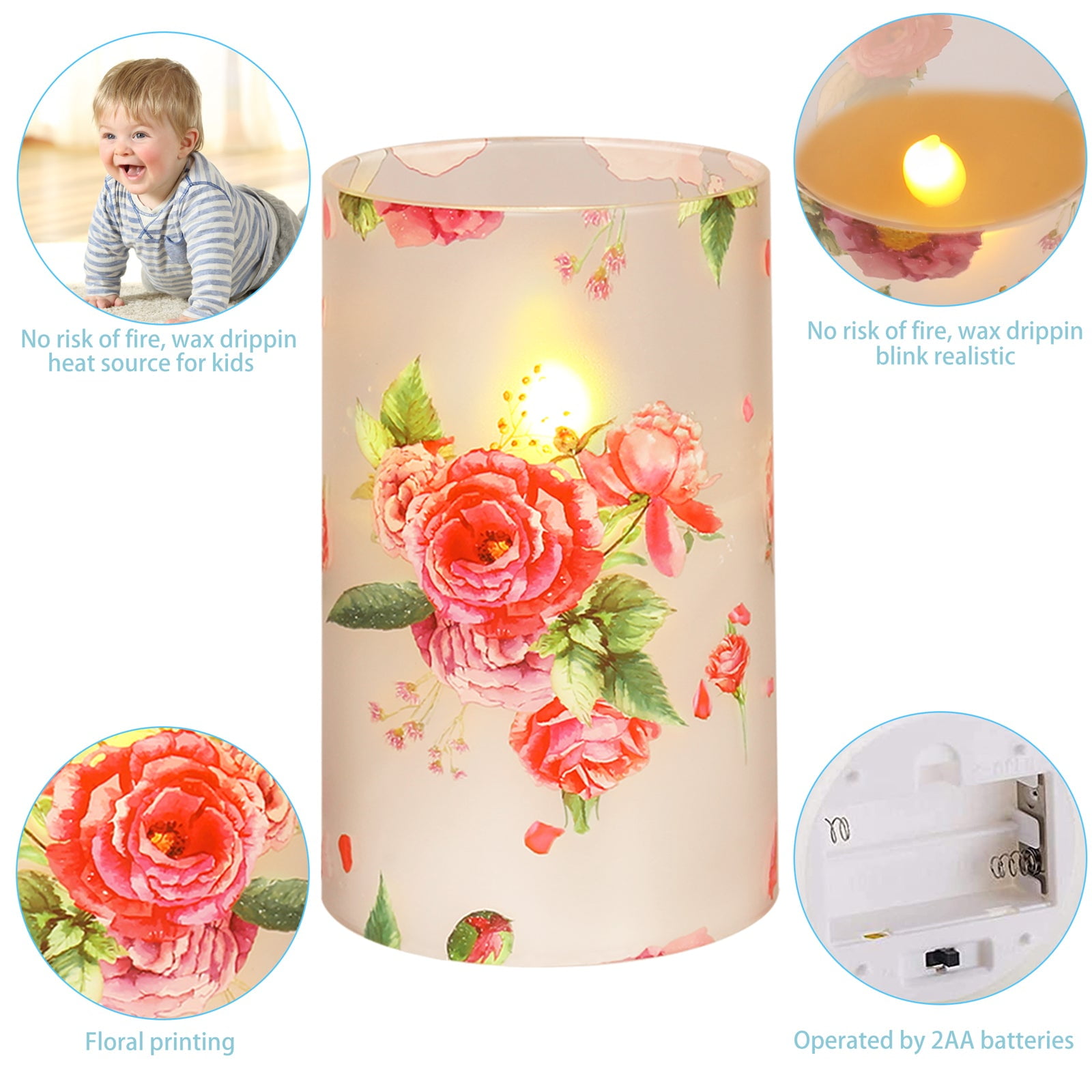 Set of 3 Flameless Candles with Remote & Timer, 4'' 5'' 6'' Battery Operated LED Flickering Flame Pillar Candles for Home Decor, Pink