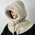 thumbnail image 6 of Aellinatey 2-in-1 Knitted Shawl Hat Hooded Skull Cap Lady Winter Warm Hat Casual Headwear, 6 of 21
