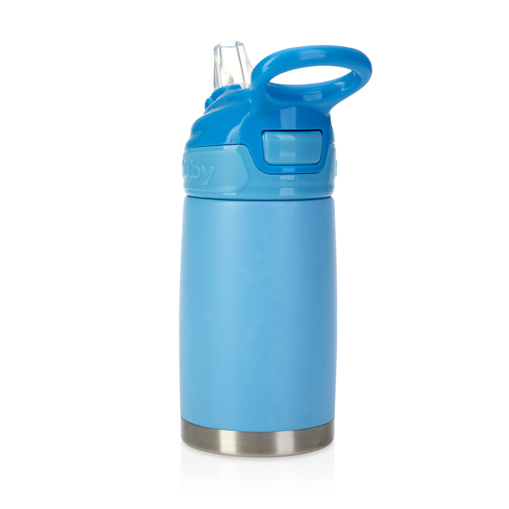 Nuby Thirsty Kids No Spill Flip-It Reflex Stainless Steel Sippy Cup, 10 oz, Blue