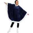 thumbnail image 2 of Wearable Blanket for Adult Women, Cozy Plush Fleece Blanket Poncho Cape with Hood, Super Soft Shawl, Angel Wrap Throw for Office, Dark Gray, 2 of 9