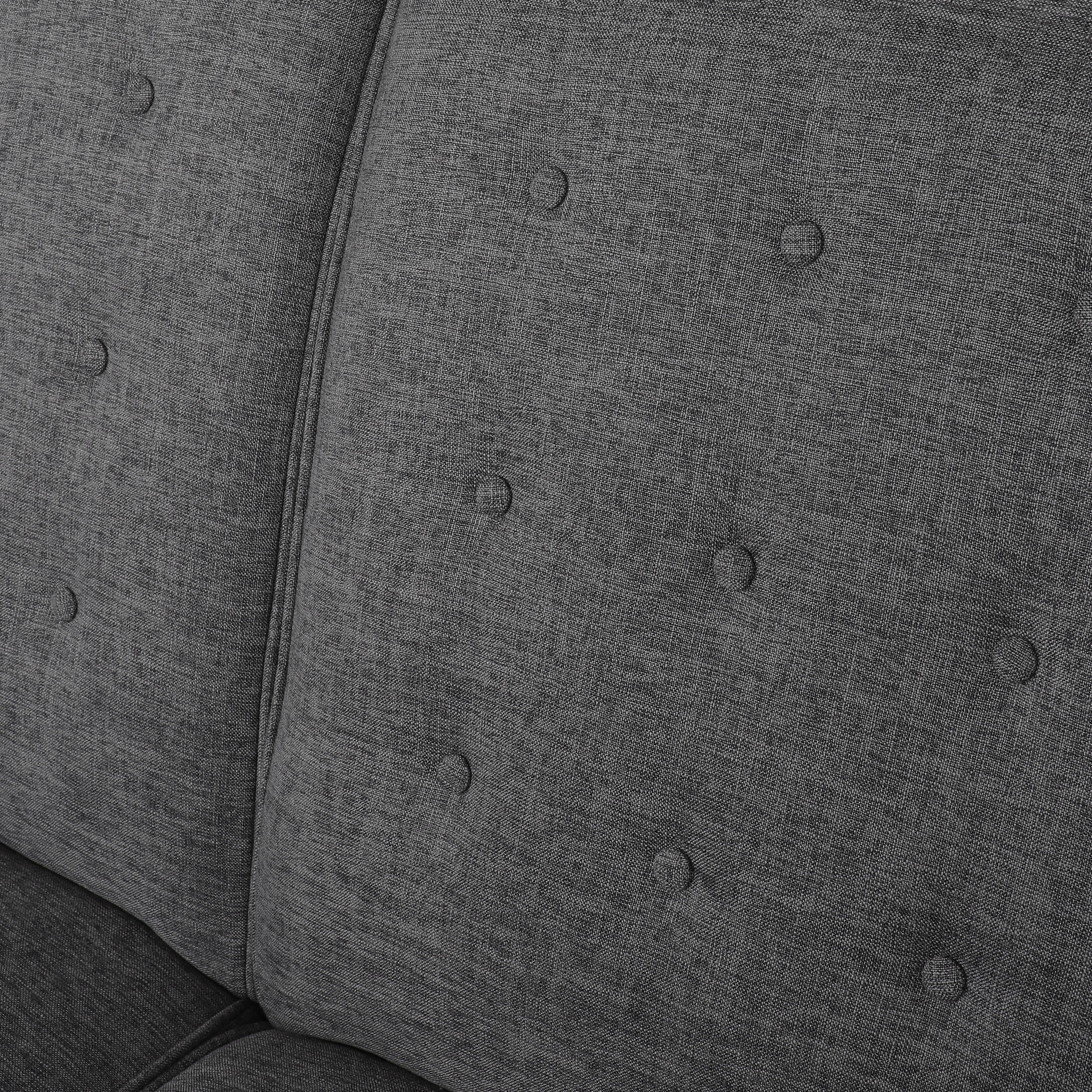 Noble House Craigue Fabric Tufted Loveseat Pushback Recliner, Gray