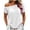 White, variant on hoksml Women's Off Shoulder T-Shirt, Short Sleeve Sheer Slouchy Top, Casual Loose Tee for Daily and Summer Wear