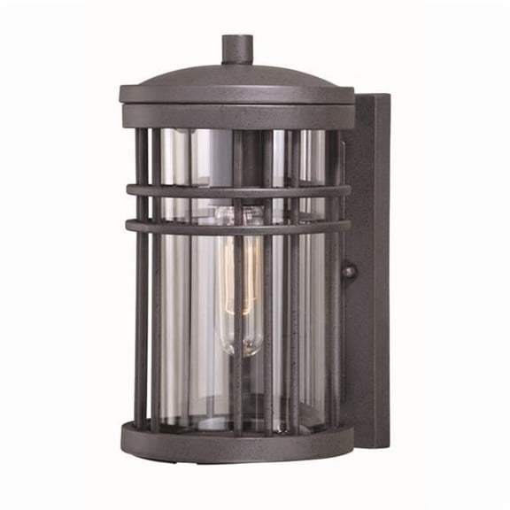 60W 10 in. Wrightwood Outdoor Wall Light Vintage Black, Clear Glass
