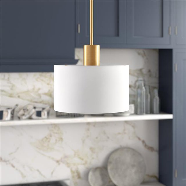 Henn & Hart PD0596 Henri Brass & Fabric Pendant