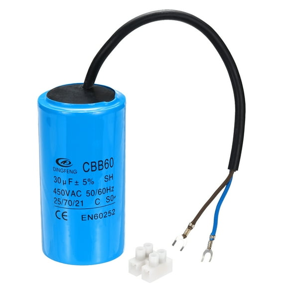 CBB60 30uF Running Capacitors, AC 450V 2 Wires 50/60Hz Cylinder 93x50mm
