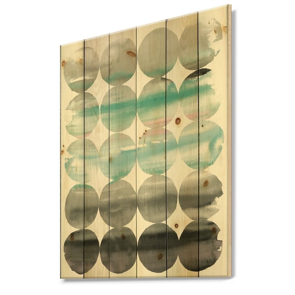 Designart 'geometric Neutral Glue Circles' Transitional Print on Natural Pine Wood