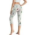 thumbnail image 2 of SCRAWLGOD Christmas Tree Stars Snowflake White Breathable Capri Yoga Leggings with Pockets for Women High Waisted 3/4 Yoga Pants Elastic Cropped Tights for Summer Workout Athletic, M, 2 of 7