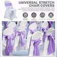 thumbnail image 4 of 50 Pcs Folding Chair Cover Set with 25 Stretch Spandex Slipcovers 25 Satin Chair Sashes Bows Ribbon Washable Banquet Protector for Wedding Event Party(White, Lavender), 4 of 12