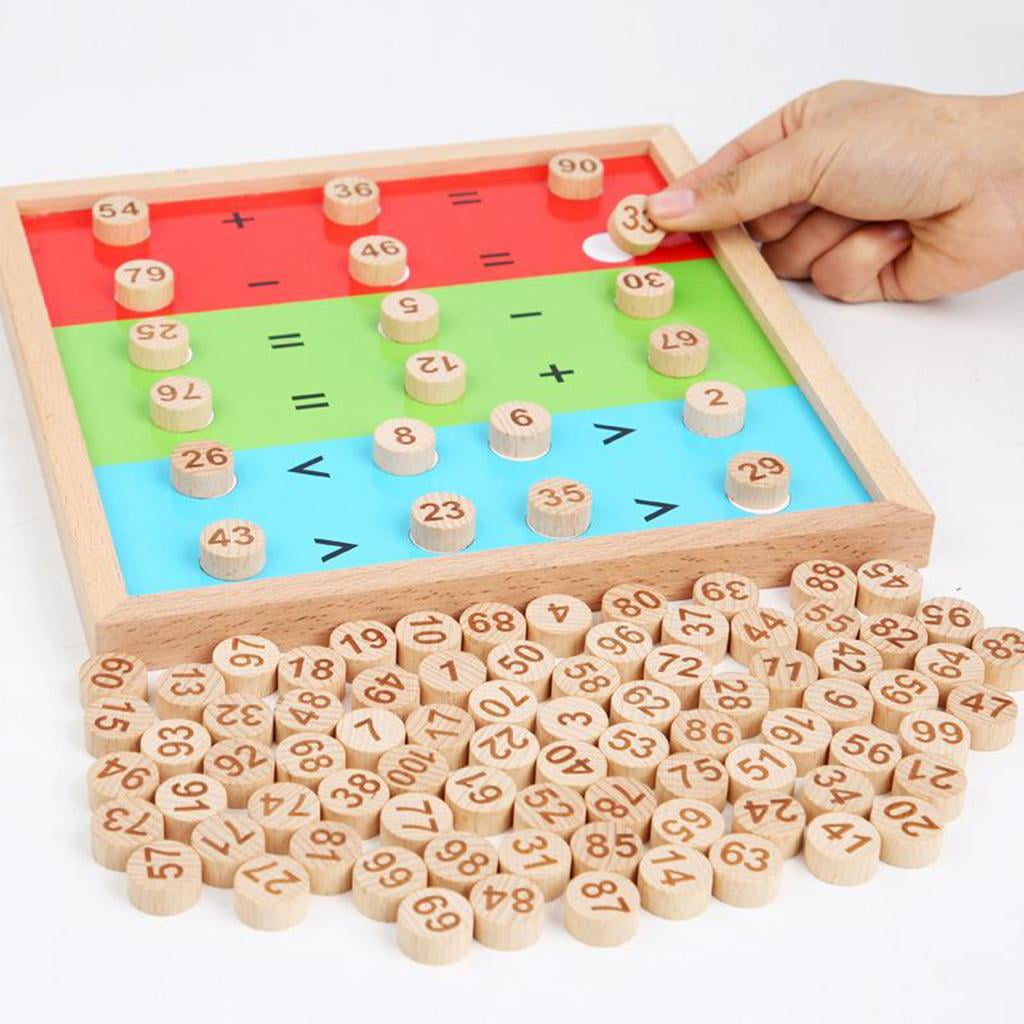 Wooden Montessori Hundred Board Math Game Toy for Kids Early Education 