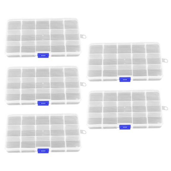 SWETRACE 5Pcs Multi Section Organizer White Plastic Storage Containers For Home Use 6.88X3.85X0.98in