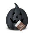 thumbnail image 5 of Paper Mache Pumpkin Black Tabletop Decor, 8" Height, Fall by Way To Celebrate, 5 of 6