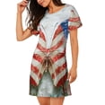 thumbnail image 2 of Disketp Patriotic Butterfly Floral para Camisón Corto de Manga Corta para Mujeres, Camisón Cómodo con Escote Redondo, Bonito y Confortable, 2 of 6