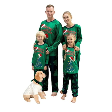 

Wytyjxccyy Christmas Family Matching Pajamas Outfits Christmas Tree Print Tops with Pants Xmas Sleepwear Nightwear Set
