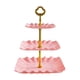 thumbnail image 1 of Soporte de plástico para cupcakes de 3 niveles para repostería, ideal para fiestas, baby showers y celebraciones. Rosa, 1 of 9
