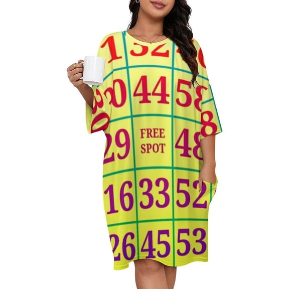 Best Play Bingo Sleepshirts For Sleeping Travels Loose Sleepdress Pajama Dress Soft Nightdress Sleepwear