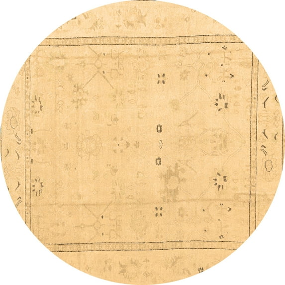 Ahgly Company Indoor Round Oriental Brown Traditional Area Rugs, 4' Round