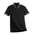 thumbnail image 6 of Fanshiluo Men's Collared Short Sleeve Polo Shirt, Casual Contrast Striped Collared Top,Size:XXL,Big and Tall Men, 6 of 6