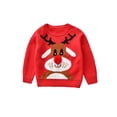 thumbnail image 1 of Baby Baby Boy Girl Christmas Warm Sweater Cartoon Deer Prints Knitted Pullover Kids Xmas Pom Pom Clothes, 1 of 8