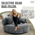thumbnail image 6 of Villeston Oversized Chenille Bean Bag Chair with Throw Pillows for Livingroom,Dark Gray, 6 of 8