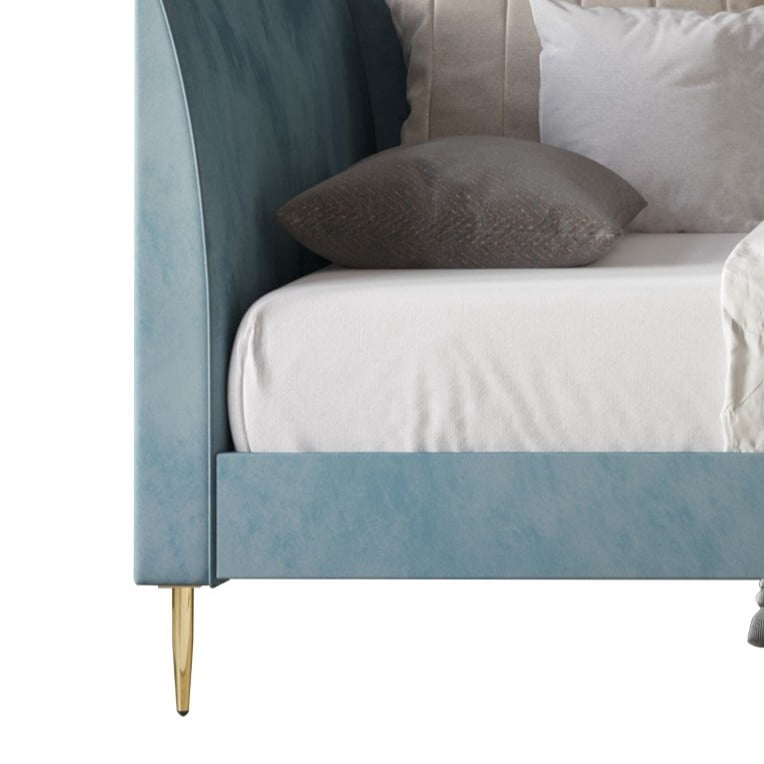 Home Design Delano Twin Upholstered Daybed, Vertical-Channel Tufted Daybed for Adult, Blue, Easy Assembly