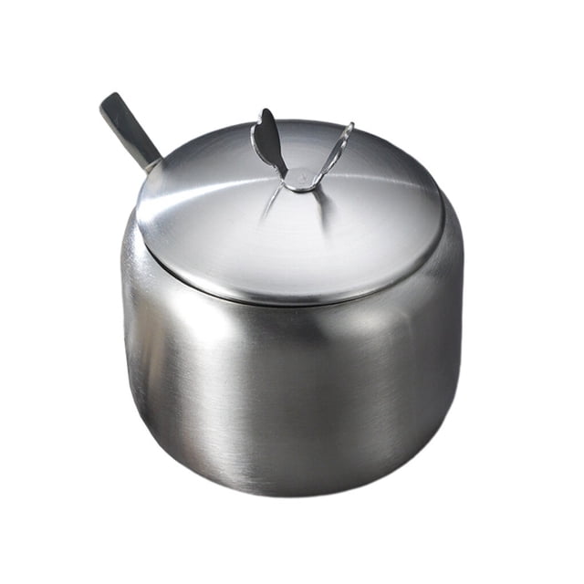 Yingyy Sugar Bowl Coffee Tea Spice Jar Kitchen Gadgets Multifunction Stainless Steel Sugar Salt Container Integrated Design Cooking Supplies Seasoning Pot Silver type 1 L